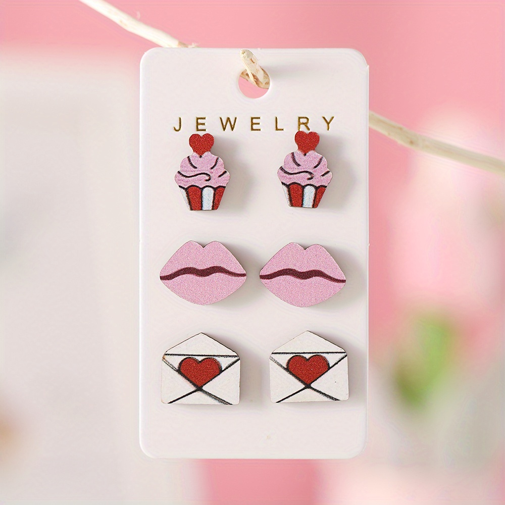 Valentines day earrings and Valentines day accessories; lips