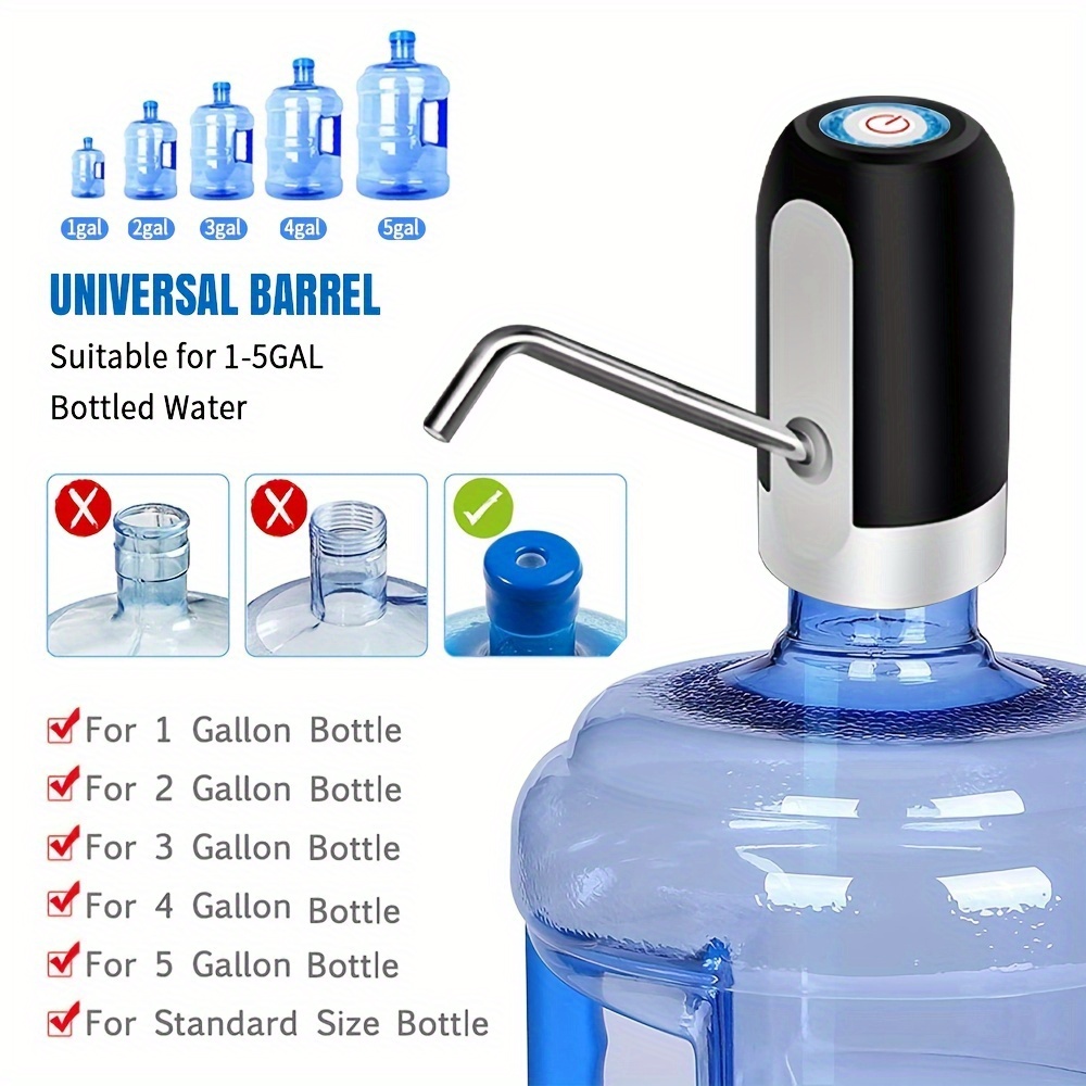 Bomba de agua para botella de 5 galones, dispensador eléctrico de agua de 5  galones, bomba de botella de agua potable con carga USB universal