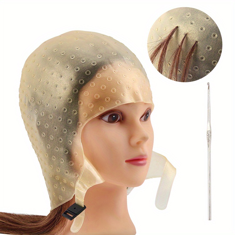 

Professional Salon Hairdressing Tipping Cap Reusable Highlighting Dyeing Cap With Hook Needle