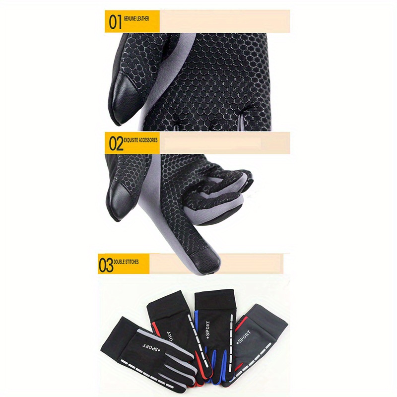 Windproof Fleece Cycling Gloves Waterproof Touch Screen Anti-slip Gloves