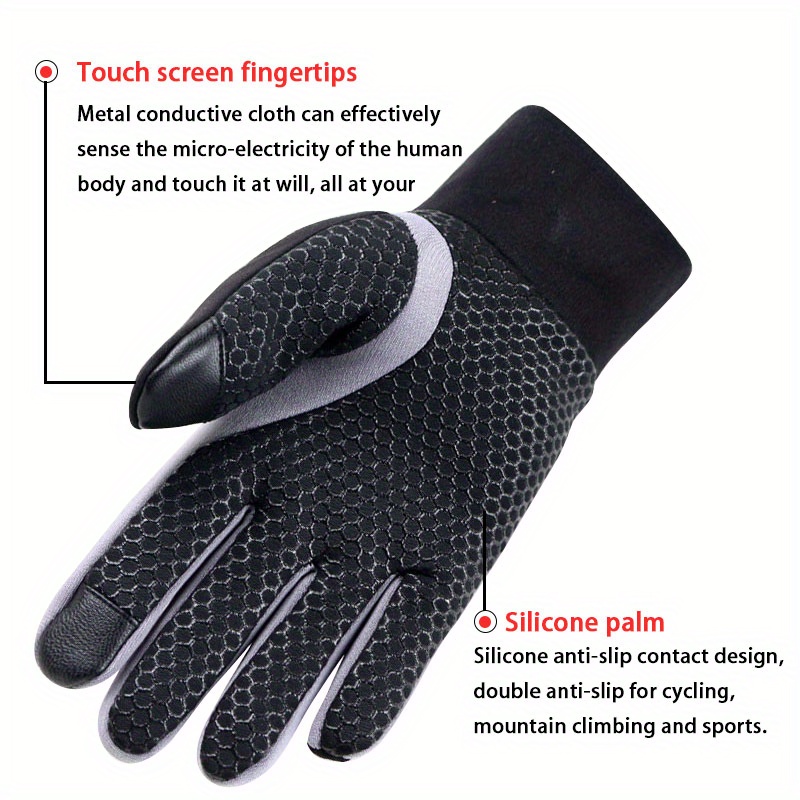 Windproof Fleece Cycling Gloves Waterproof Touch Screen Anti-slip Gloves