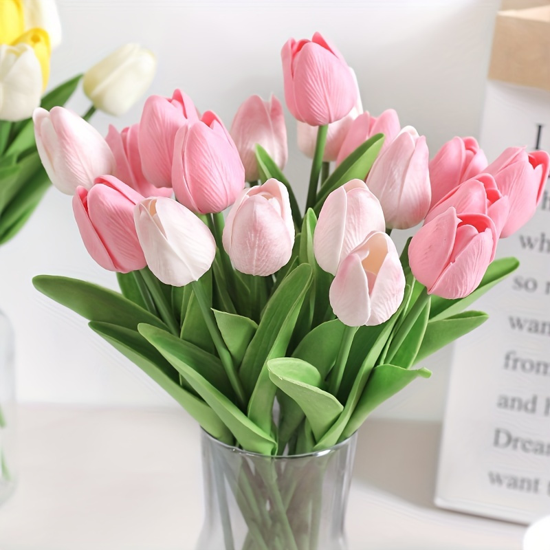 Blooming Flower Bouquet Artificial Tulip Flowers Realistic - Temu