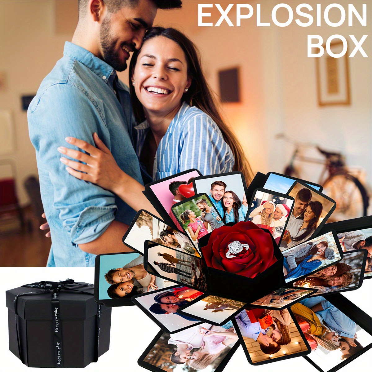 Wanateber Explosion Box, DIY Explosion Gift Box Assembled Handmade Big  Photo Box with 6 Faces for Birthday Gift, Mother's Day, Wedding or  Valentine's