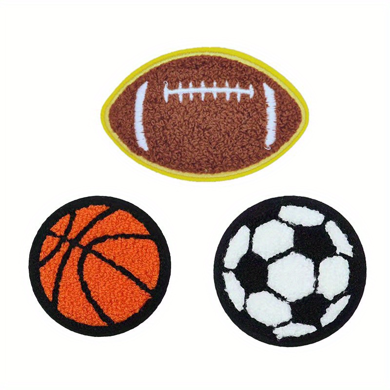 Set 3 Football Jeans Patches, Football Iron-on Patches, Ball Sports Iron-on  Patches 