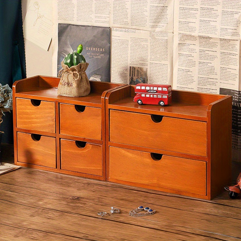 Wood 5 layer Drawer Storage Cabinet Retro Desk Storage Box - Temu