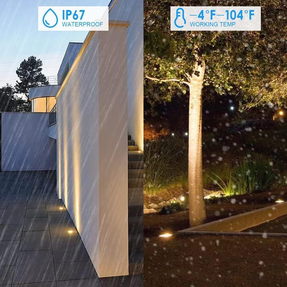 4/12 Pack 5W Well Lights, 12-24V LED In-Ground Low Voltage Landscape Lights With Connectors, IP67 Waterproof Landscape Lighting, 3000K Pavers Lights Warm White For Yard, Garden, Patio( Power Adapter Not Included) details 6