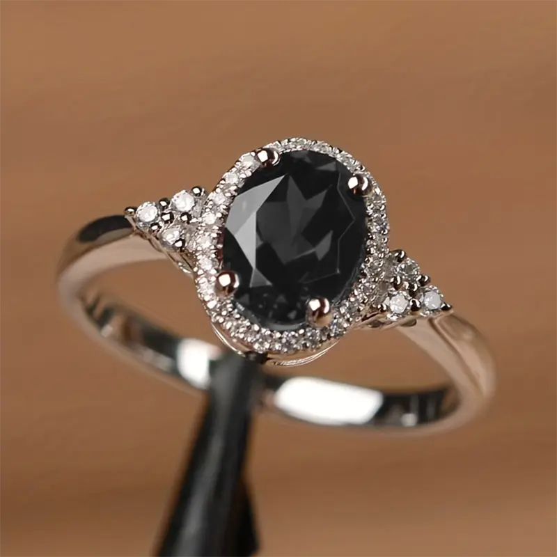 1pc gorgeous oval multicolor cubic zirconia ring symbol of eternity love promise ring elegant party jewelry for girls birthday gift details 3