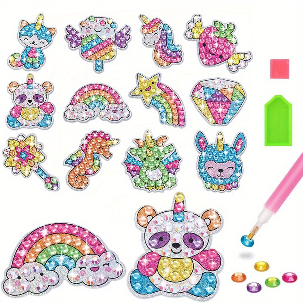 25pcs Diamond Drawing Kit For Kids Diamond Art Sticker Craft With Gem Tools  Arts And Crafts For Kids Ages 4 6 8 12 The Best Mosaic Comic Little Man  Sticker Gift For