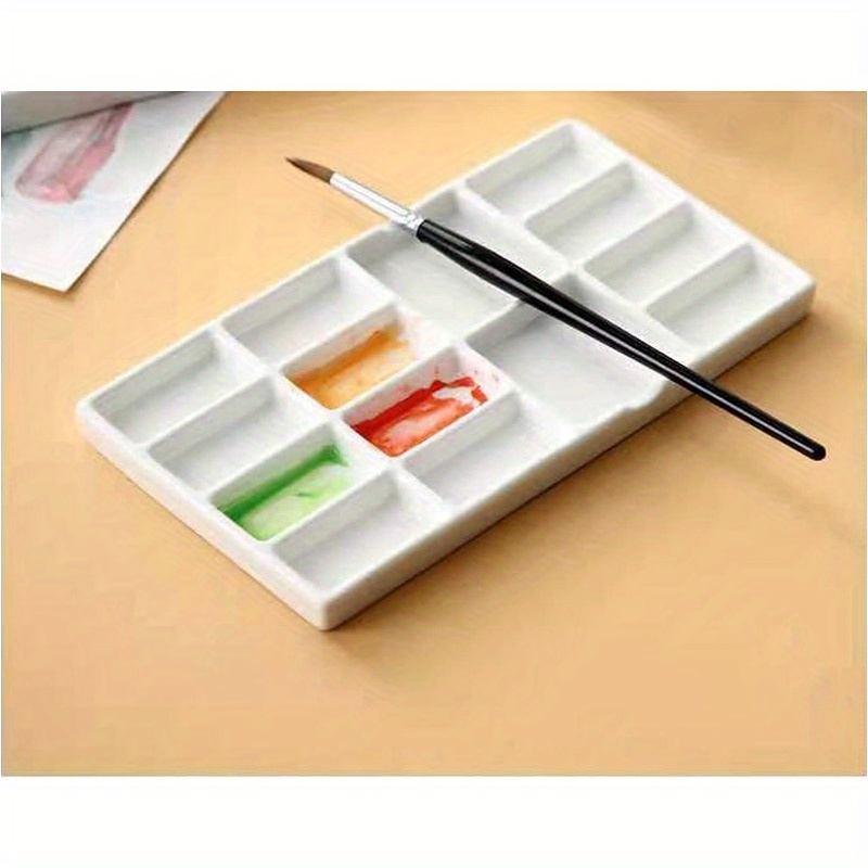 Square Ceramic Watercolor Palette With Lid Artist 12/20 Grids Color Mixing  Paint Palette Tray For Painting Art Supplies