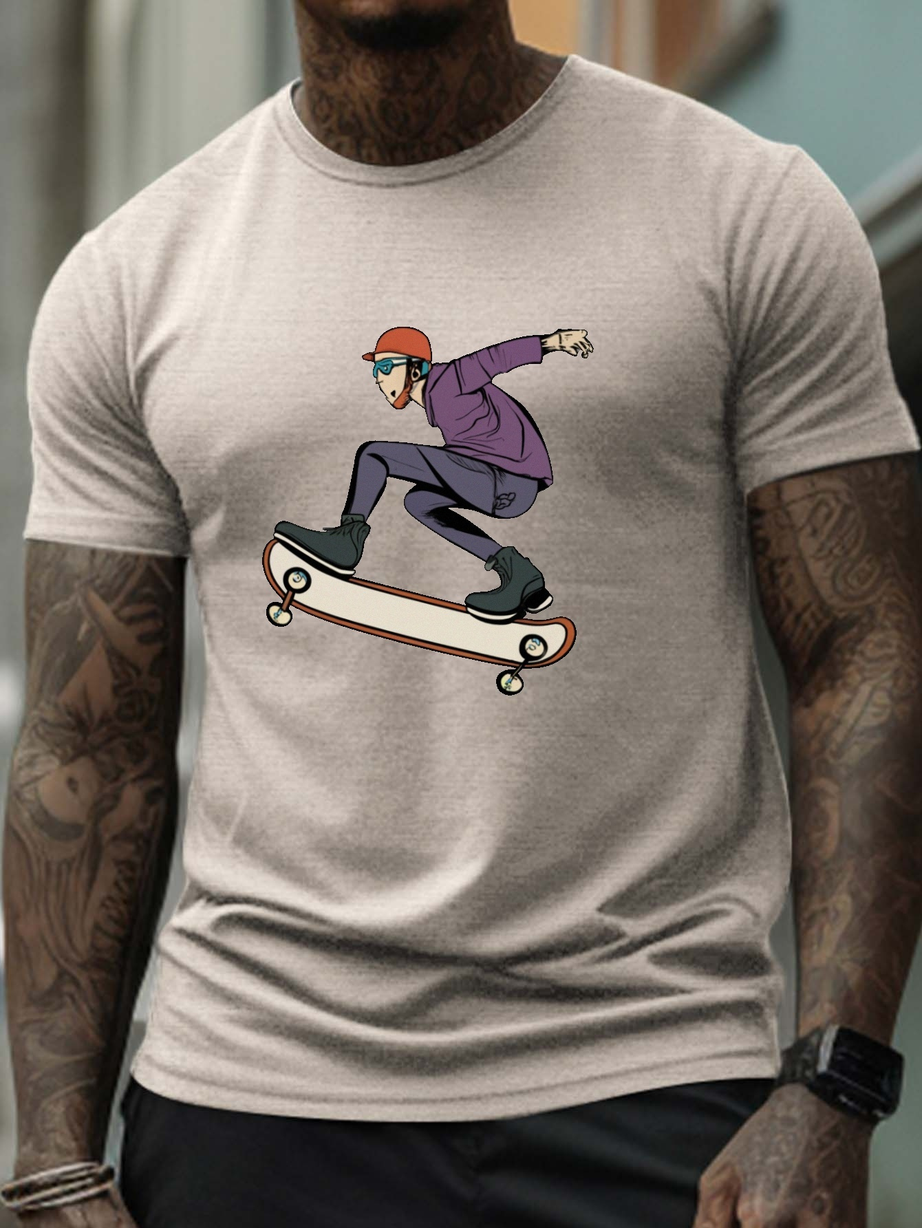Plus Size Men's T shirt Anime Boy Skateboard Print T shirt - Temu