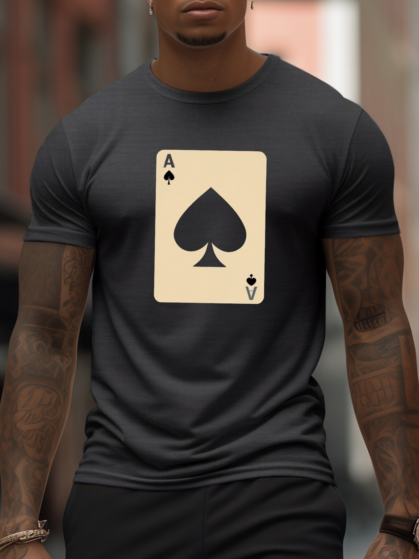 T-shirt da uomo casual alla moda con stampa poker, girocollo a maniche corte  in stile hip-hop per le vacanze estive all'aperto - Temu Italy