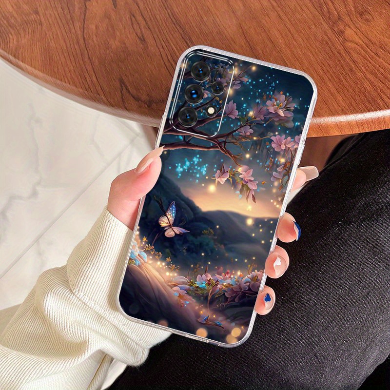TEMU Phone Case - A Stylish Tpu Phone Case Featuring Moonlight Butterflies, Compatible With For Models Including A02, A03, A04, A11, A12, A13, A14,