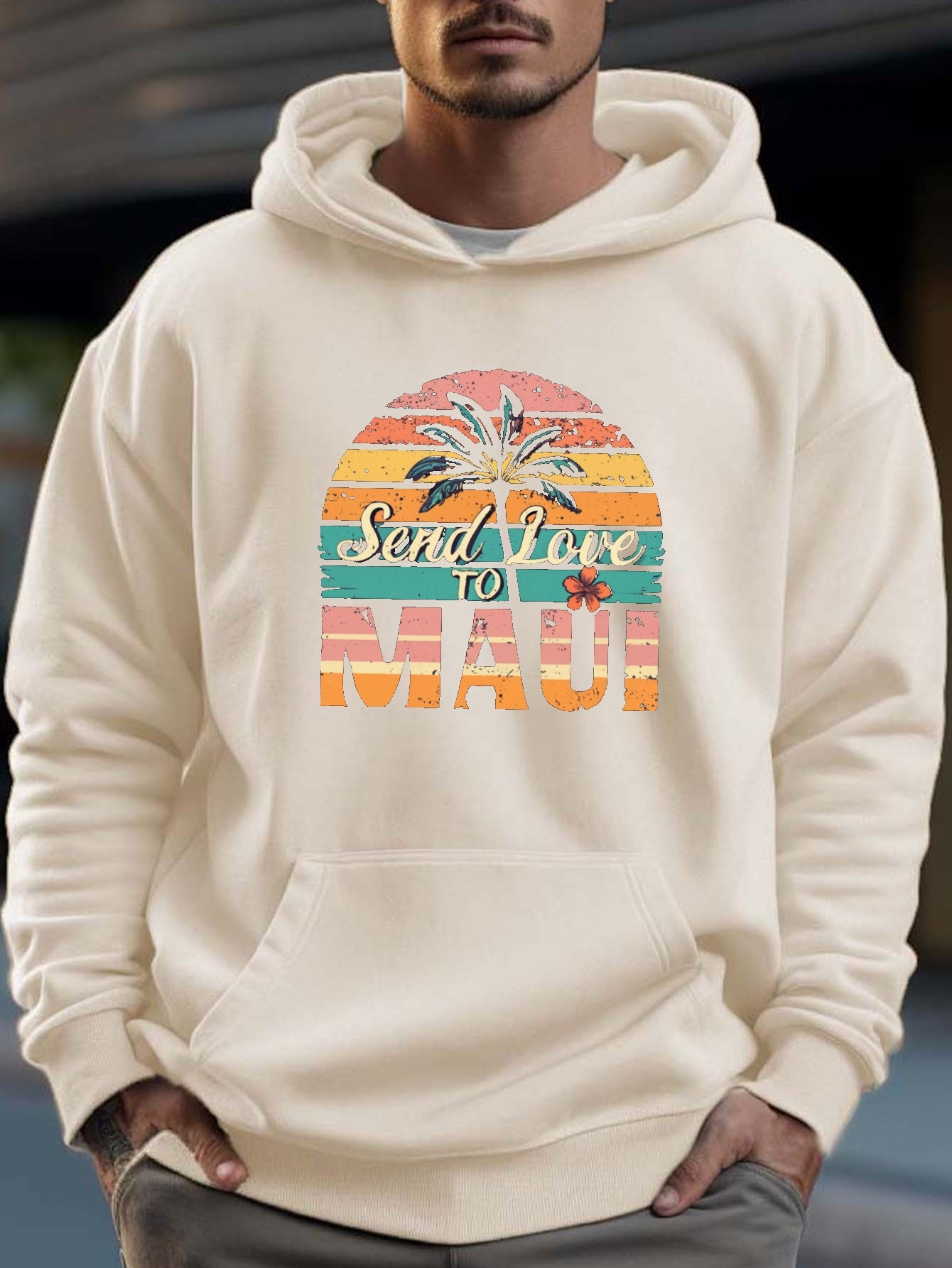 Sunset Beach Coconut Trees Print Hoodie Cool Sweatshirt Men - Temu