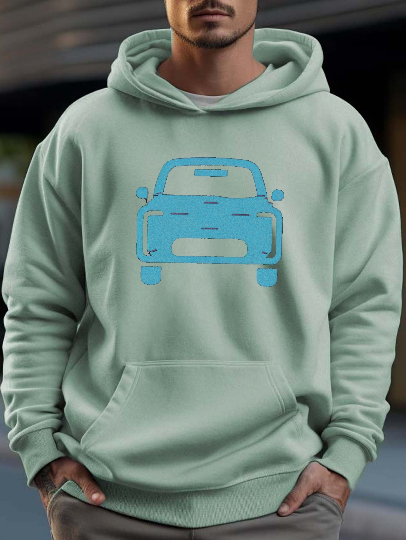 Vintage Car Print Hoodie Hoodies Top Men Men's Casual - Temu