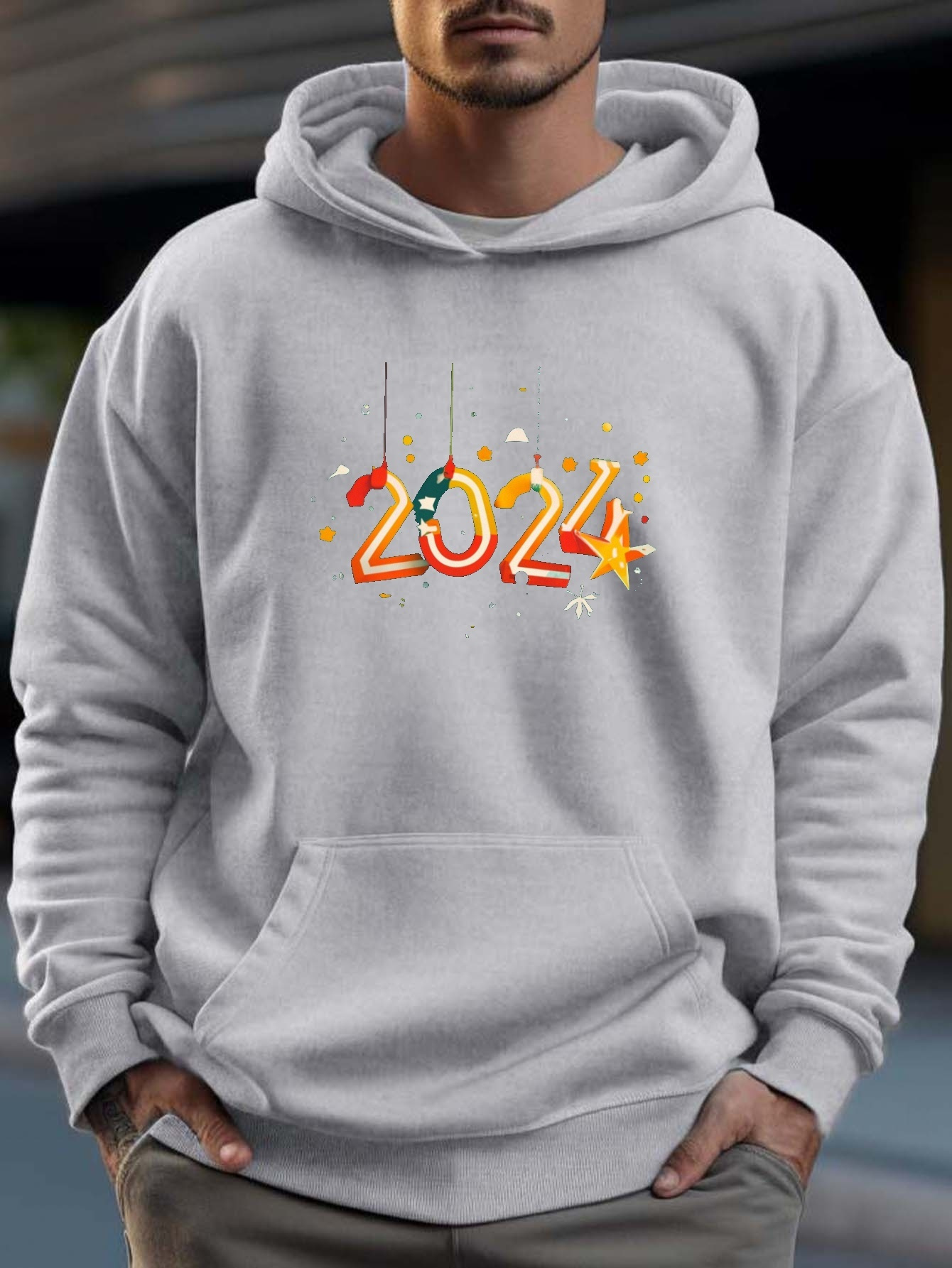 2024 New Year Print Hoodie Cool Hoodies Men Men s Casual Temu