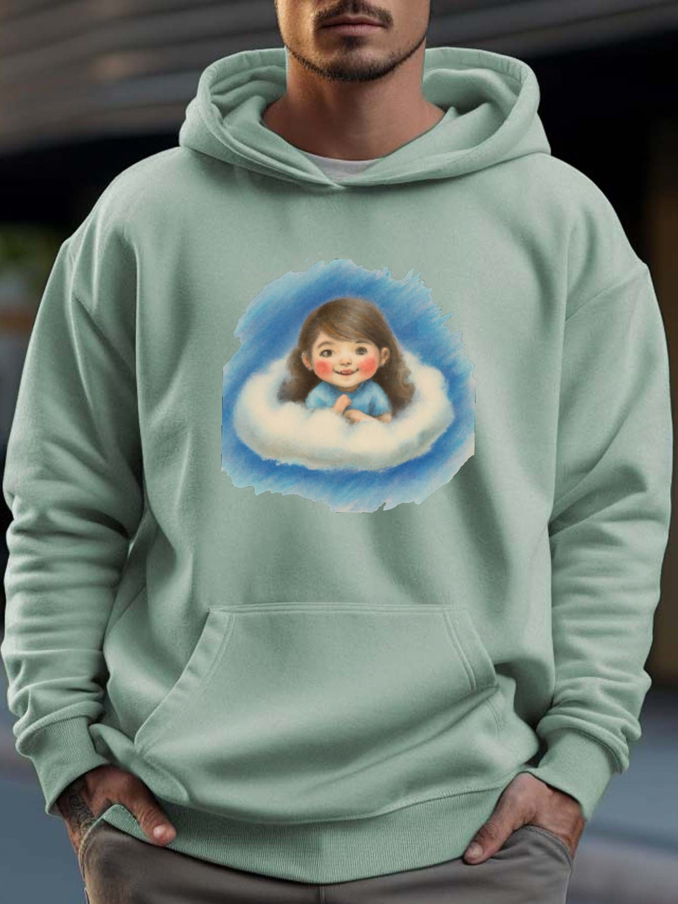 Cloud cheap print hoodie