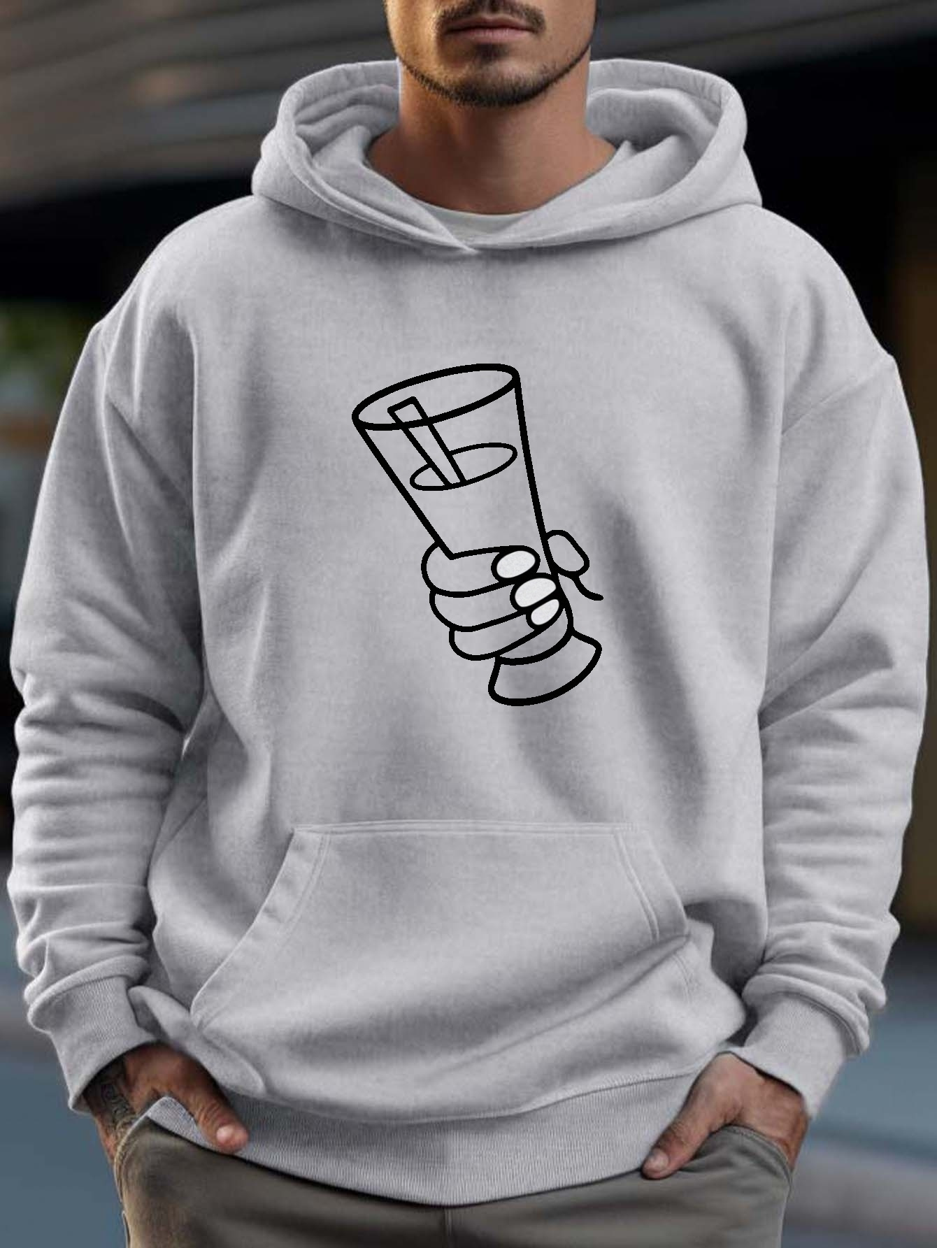 Simple Pattern Print Hoodie Cool Hoodies Men Men s Casual Temu