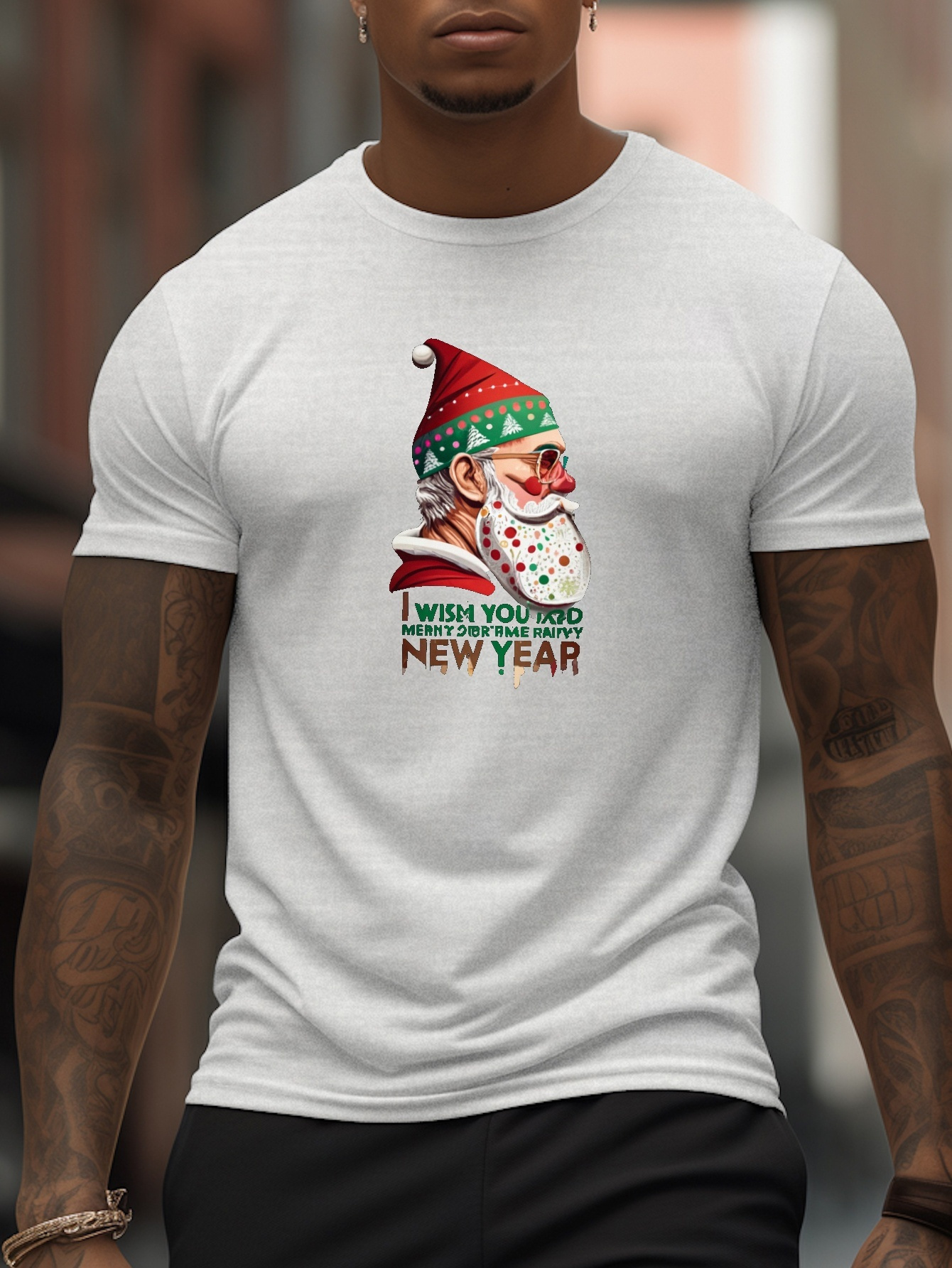 Santa Merry Christmas Print T Shirt Tees Men Casual Short - Temu Canada