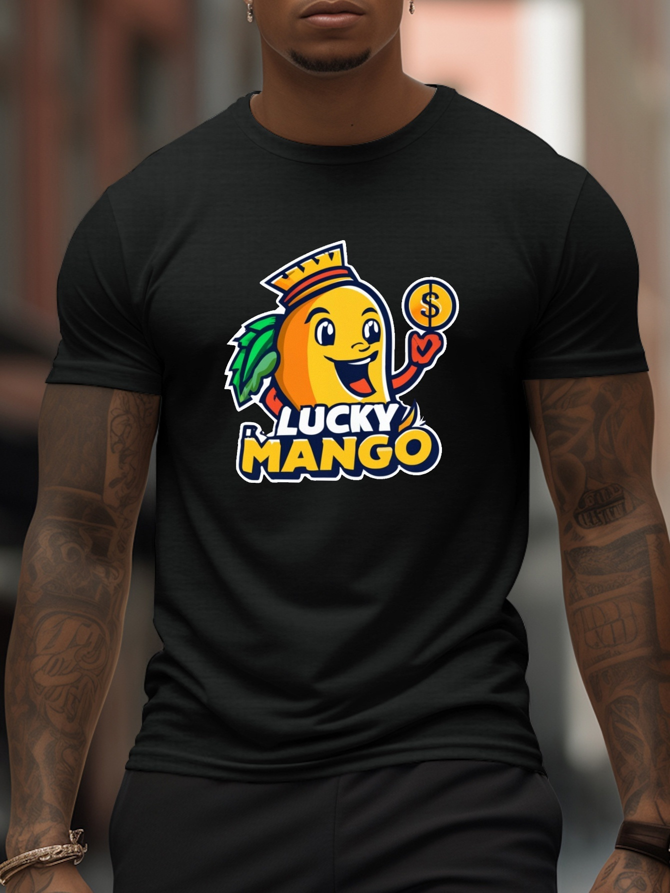 Lucky Mango Print T Shirt Tees Men Casual Short Sleeve T - Temu