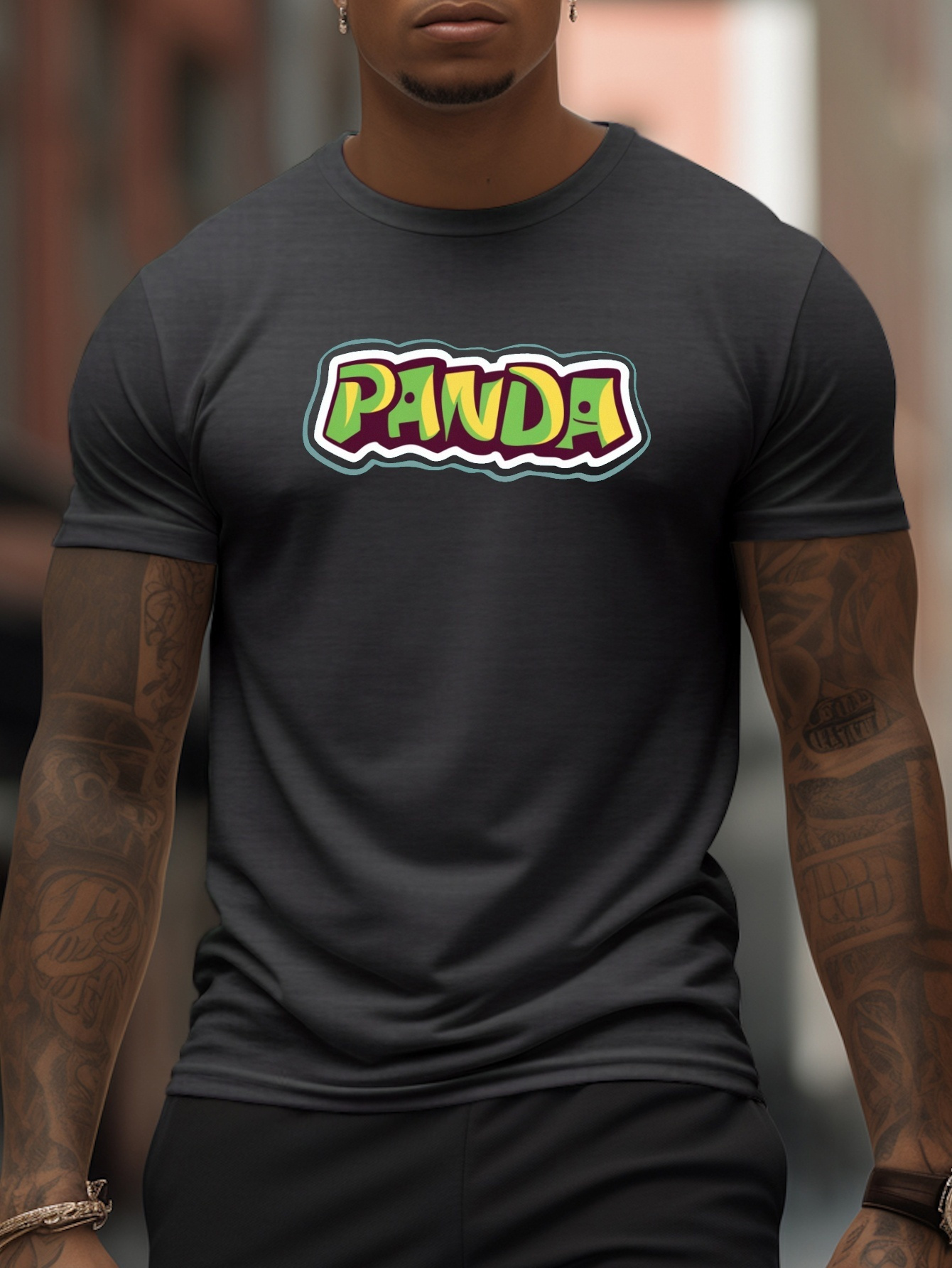 Men's Colorful Futuristic Panda 3d Print Funny Round Neck T - Temu