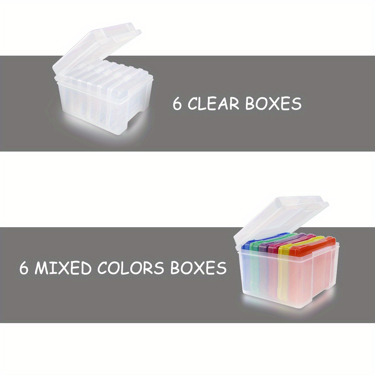 5x7 Photo Storage Box, 6 Inner Cases, Clear Plastic Craft Keeper (Pack of  6)