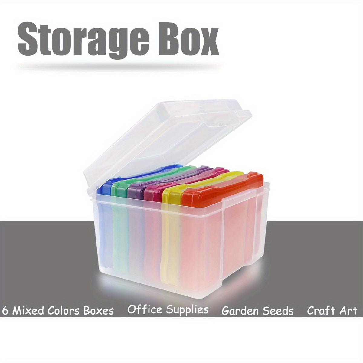 1PCS Multicolor 4x6 Photo Picture Postcard Storage Boxes Plastic Organizer  Case