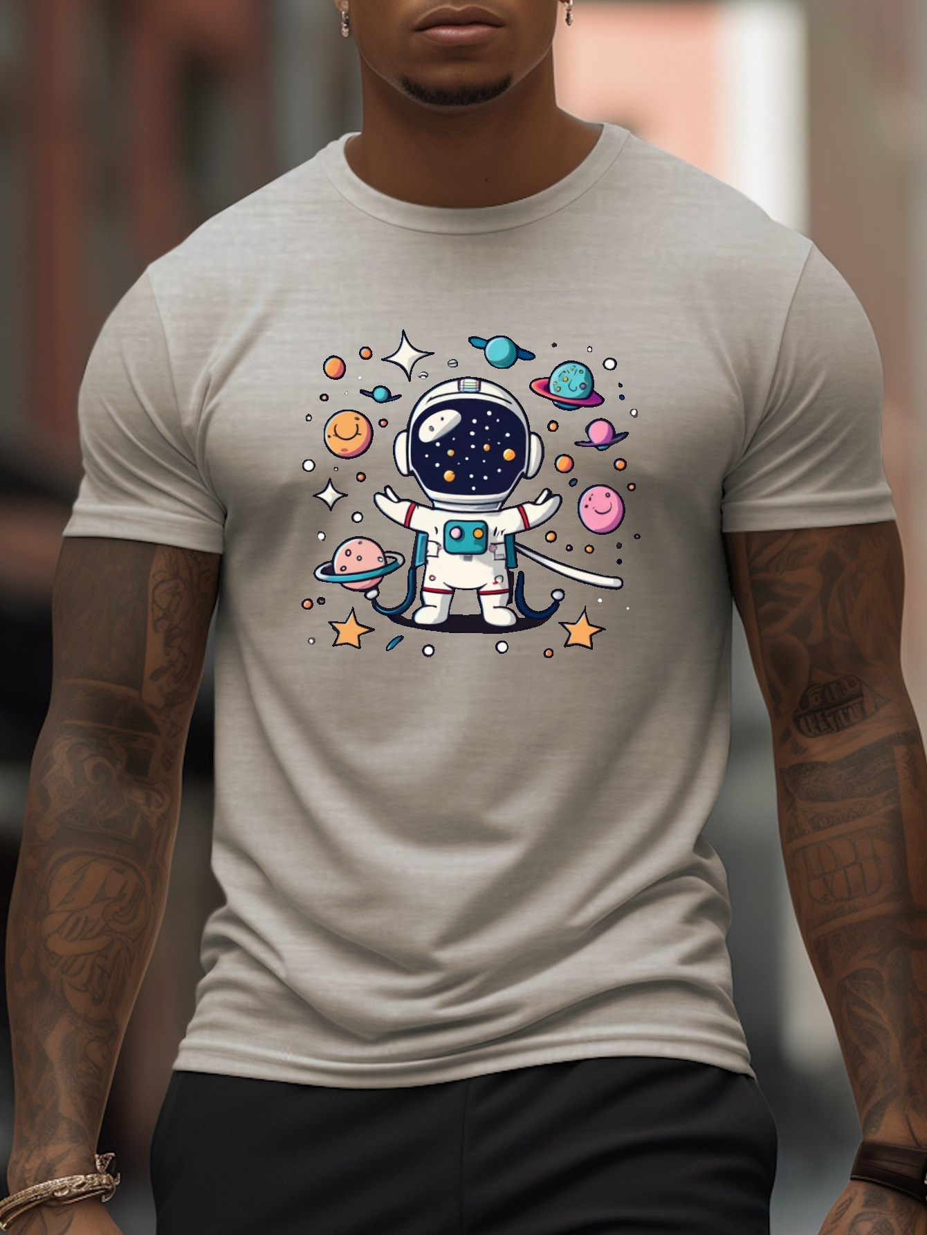 Camiseta Estampado Astronauta Hombre Camisetas Manga Corta - Temu