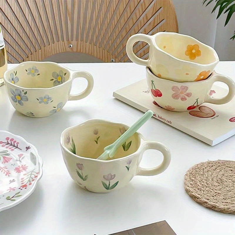 Tasse à lait graduée en céramique pour enfants, petite tasse à fleurs pour  fille, joli petit déjeuner, démontrent d'avoine, tasse à café à boire