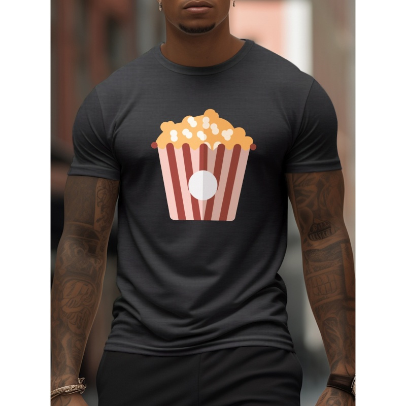 

Popcorn Pattern Print Men's Casual Daily Short Sleeve Crew Neck Quick-drying Mesh Breathable T-shirt For Gym Workout Summer