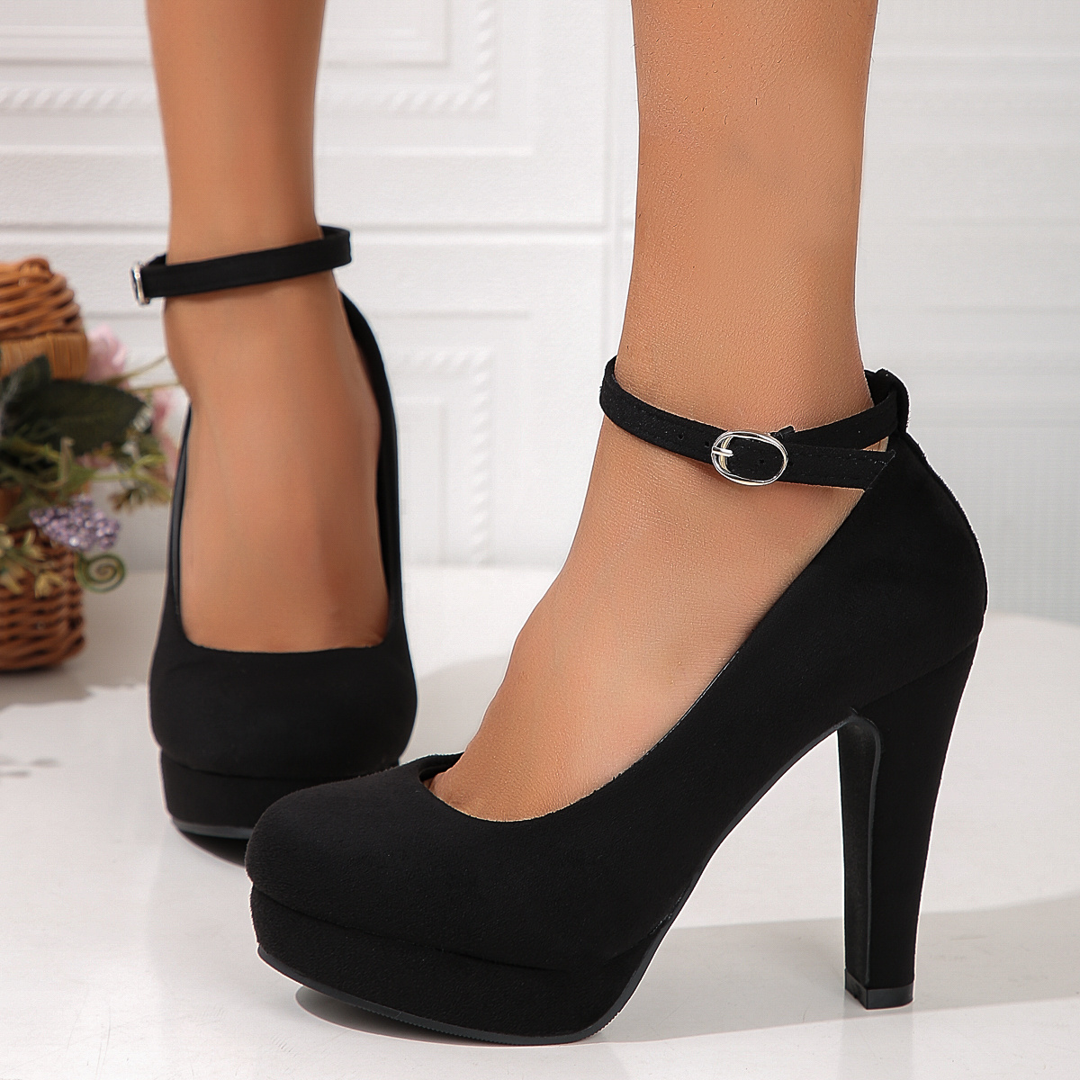 Black Closed Toe Heels Temu Canada