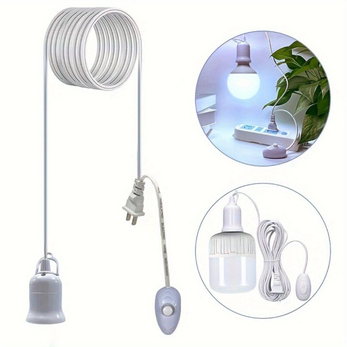 

1pc Led Hanging Lantern Cord With E26/e27 Socket And Gear For Switch, 110v-130v Power Supply, Us Plug, For Kitchen, Bedroom, Garage - No Battery Required