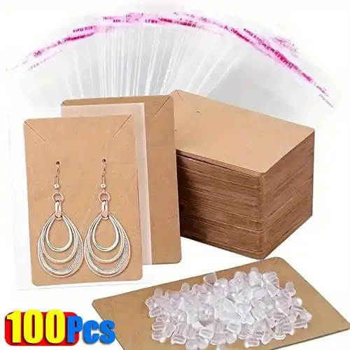  joycraft 200Pcs Kraft Earring Cards Necklace Display  Cards,Brown Paper Ear Studs Display Cards,Personalized Jewelry Cards for  Selling,Hanging Earring and Necklace,DIY Crafts,and Retail(3.5x2.4) :  Clothing, Shoes & Jewelry