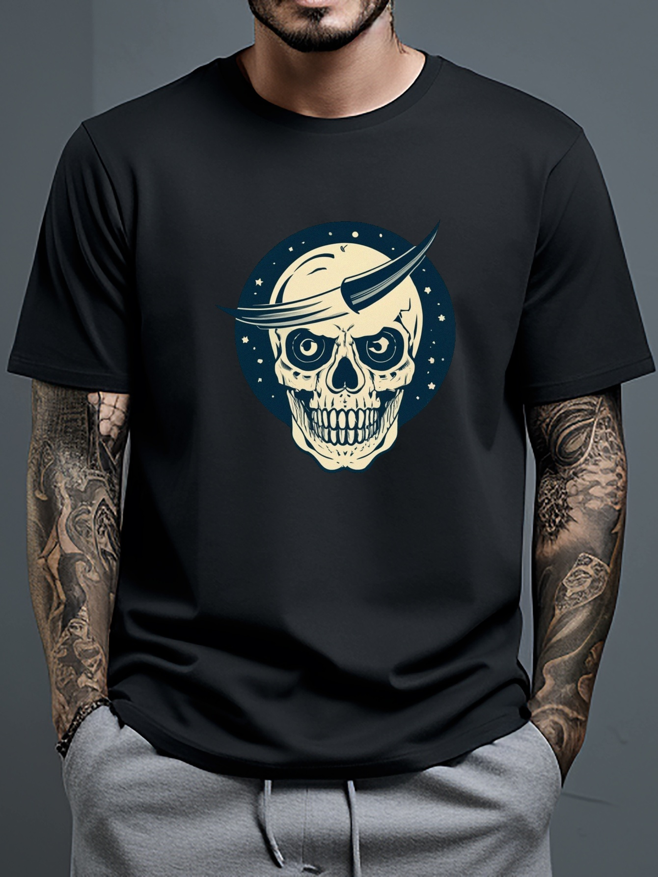 Skull Print T Shirt Tees Men Casual Short Sleeve T shirt - Temu Canada