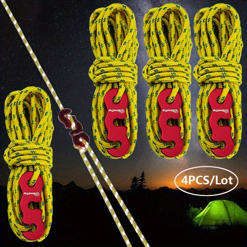 4pcs Camping Reflective Wind Rope Multifunctional Wind Rope With Buckle  Outdoor Camping Accessories, Shop On Temu And start Saving