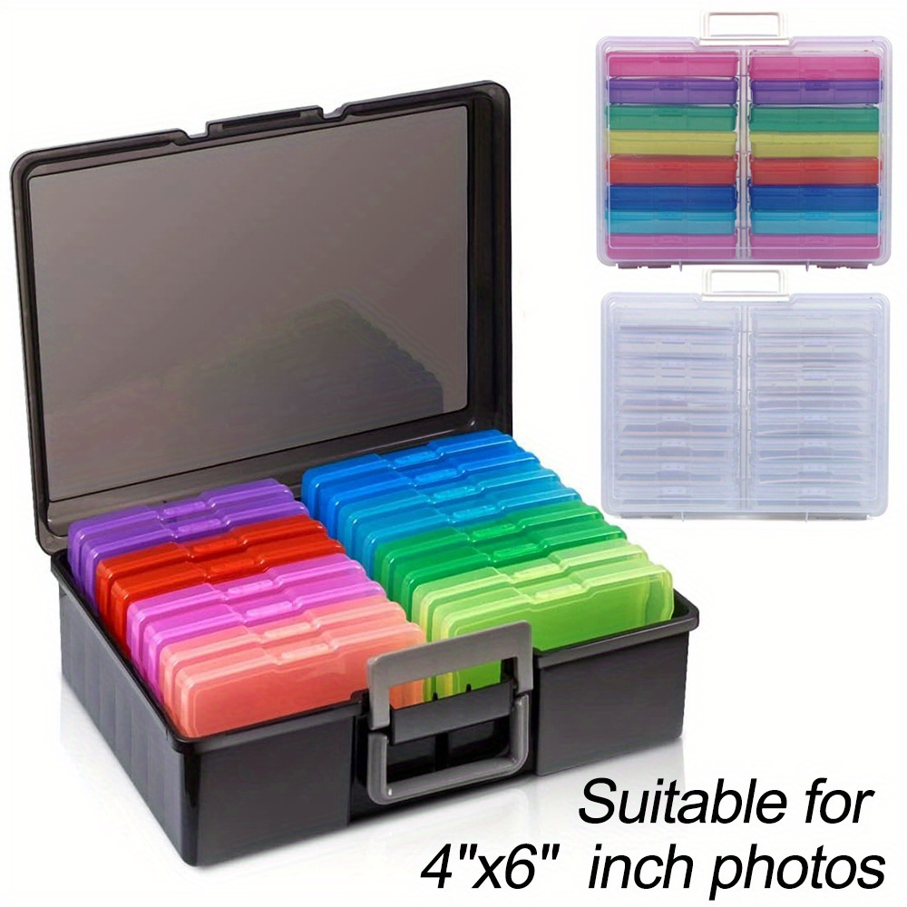 Photo Organizer Box with Dividers Portable Craft Keeper with Handle File  Holder