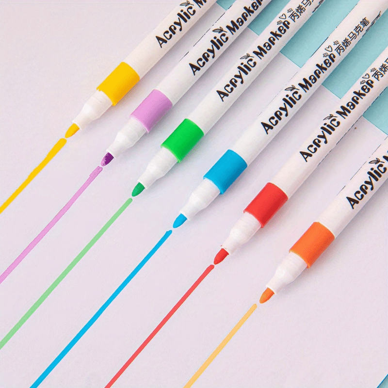 12/24 Colors Dual Tip Acrylic Paint Markers, Fine Tip For Rock Painting,  Wood, Canvas, Plastic, Ceramics, Acrylic Paint Marker Set For DIY Craft  Makin