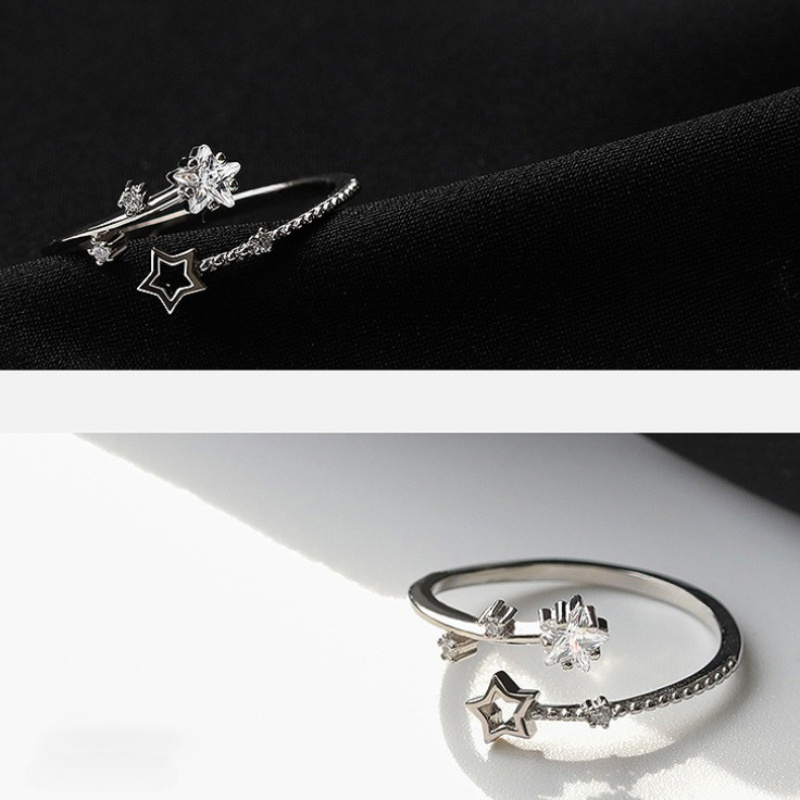 Christmas Gift, Cute Little Star Wishing Five Point Star Decor Open Ring for Girls
