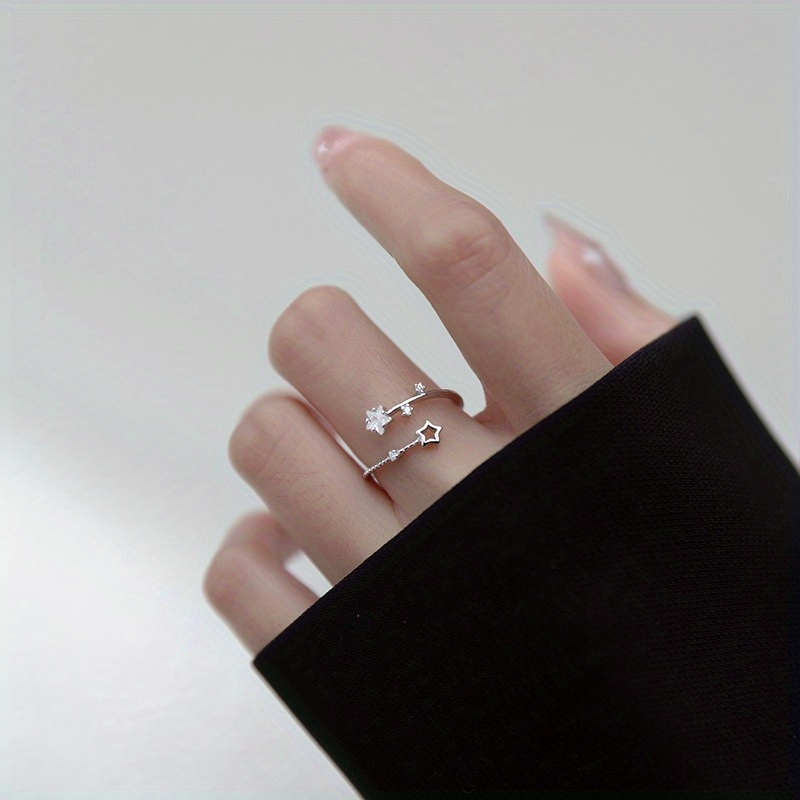 Christmas Gift, Cute Little Star Wishing Five Point Star Decor Open Ring for Girls