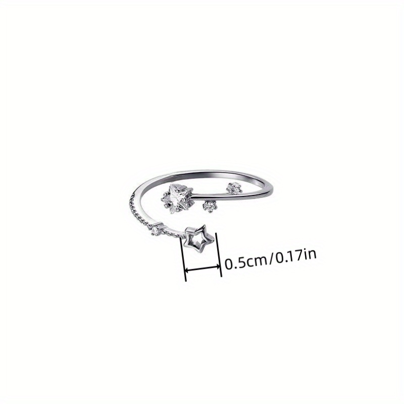 Christmas Gift, Cute Little Star Wishing Five Point Star Decor Open Ring for Girls