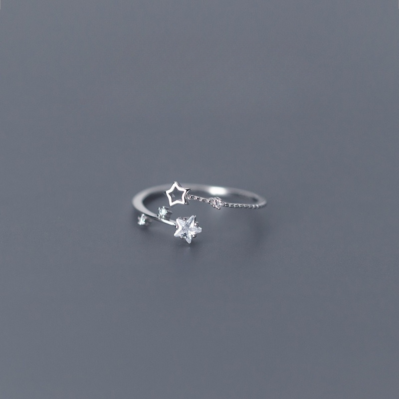 Christmas Gift, Cute Little Star Wishing Five Point Star Decor Open Ring for Girls