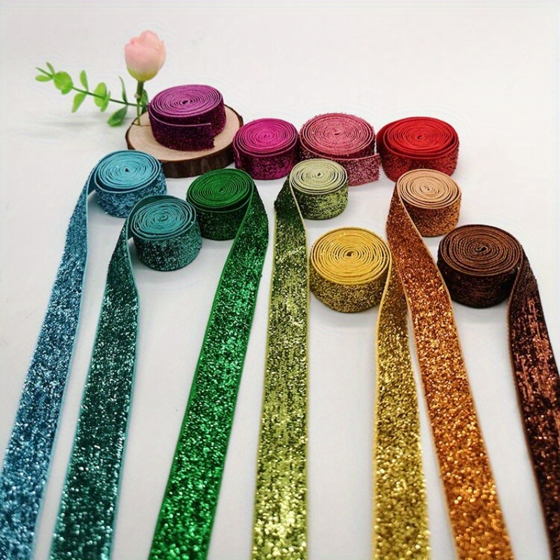 5 Yards Metallic Glitter Ribbon Lace Ribbon Sparkly Velvet - Temu