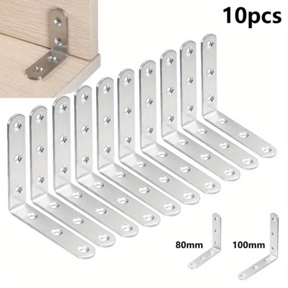 

10pcs Stainless Steel Corner Brace Joint L-shaped Right Angle Bracket Fastener Comes With Screws As A Gift