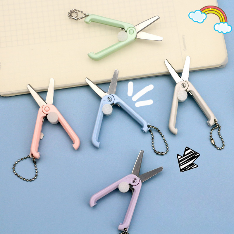 Stainless Steel Folding Scissors With Plastic Handle Mini - Temu