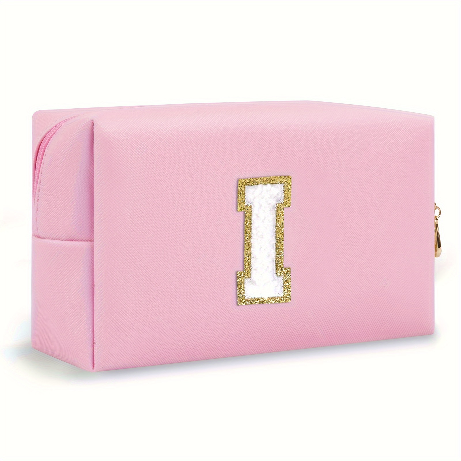 Initial Letter Patch Makeup Bag Preppy Portable Chenille - Temu