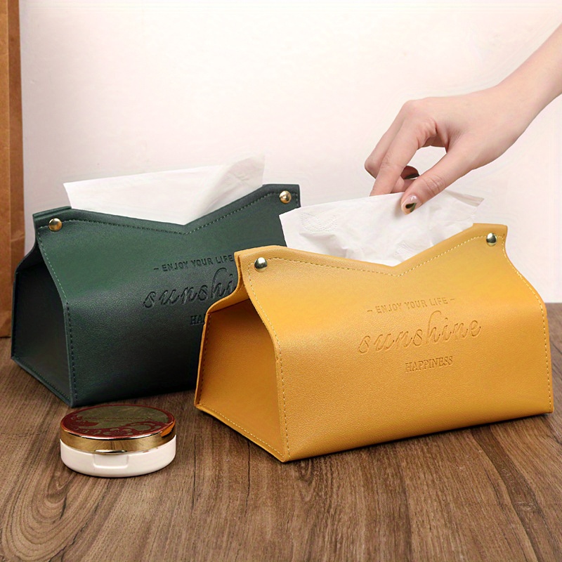 Portable Leather Rectangular Tissue Cover Box Holders Case Pumping Paper  Hotel Home Car Gift Brown