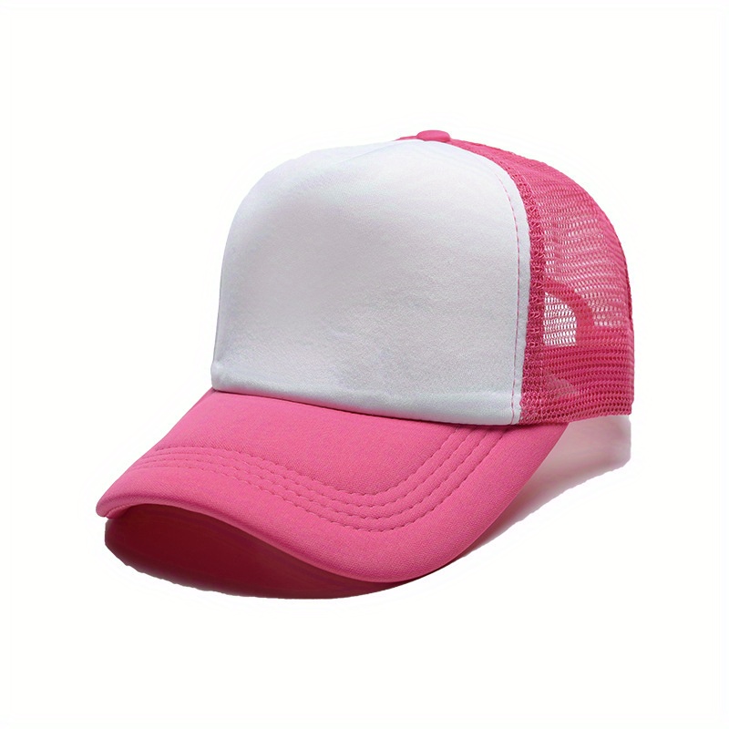 Candy Color Baseball Trend Color Block Mesh Breathable Trucker Hat, Women Adjustable Sun Hat, Bucket Hats, unisex Golf Dad Hat,Temu