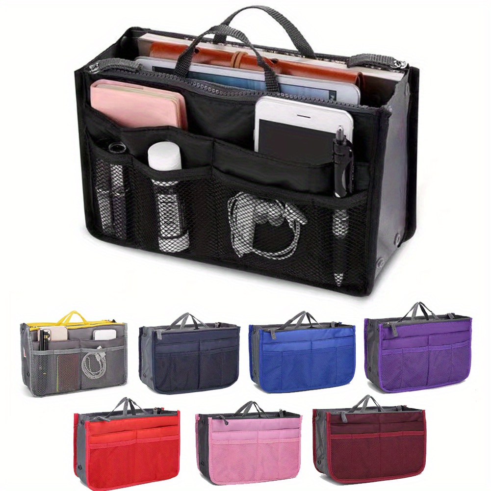 Portable Purse Organizer Insert, Multipurpose Large Container, Canvas  Convenient Divider, for Travel Keychain Handbag Beige 
