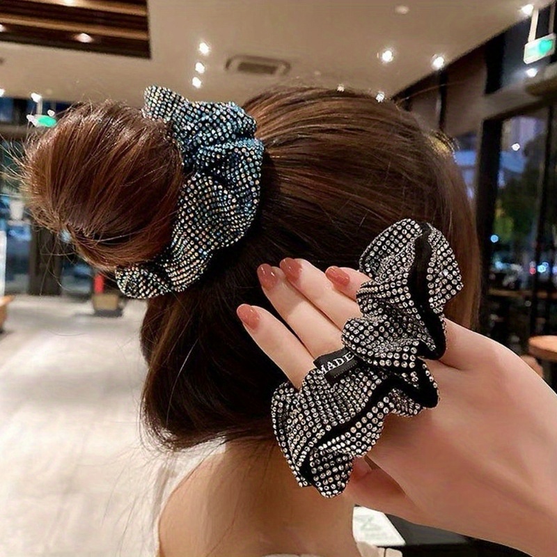 

Rhinestones Decor Scrunchies - Soft And Comfortable Hair Ties For Ponytail And Hair Accessories