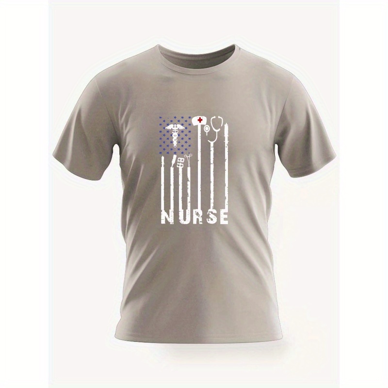

Nurse Print T Shirt, Tees For Men, Casual Short Sleeve T-shirt For Summer