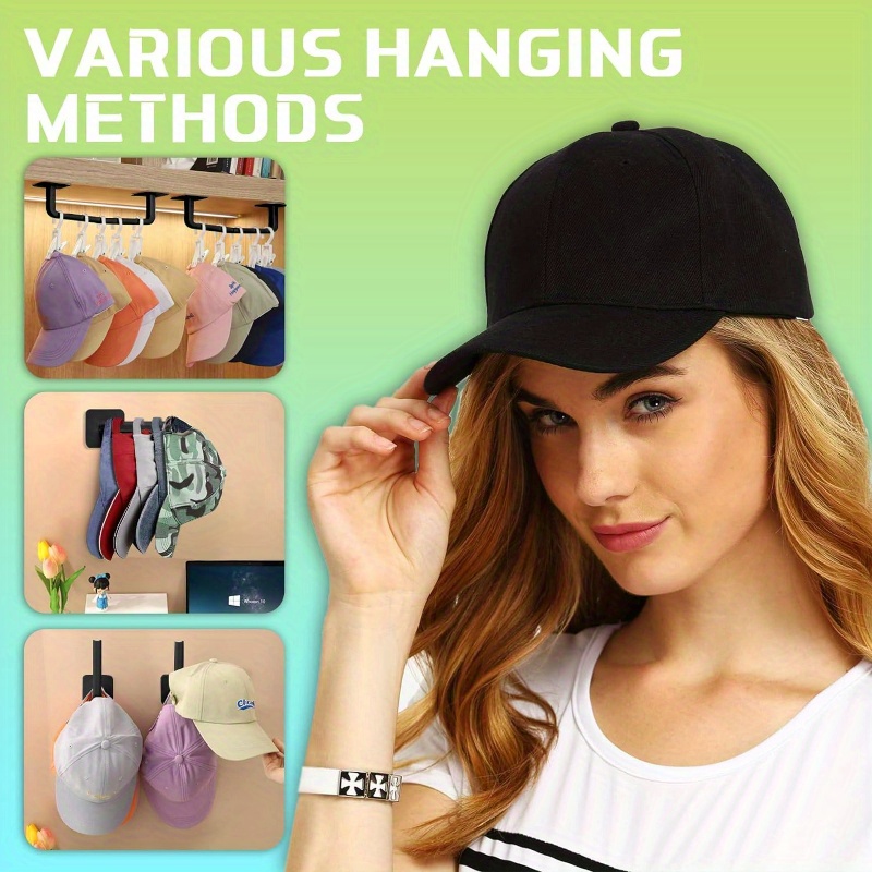 3/6pcs Plastic Hat Holder, Wall Mounted Hat Organizer, Hat Baseball Cap  Hanger Hook, Punch Free Adhesive Hat Hook, Cowboy Hat Display Holder